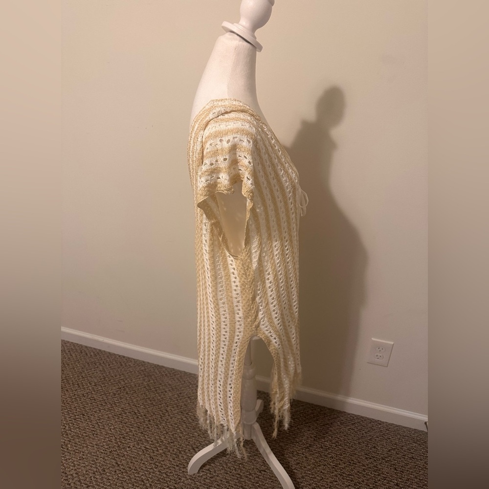 Cupshe Cream and Beige Crochet Cover-Up with Fringe One Size - Picture 4 of 6